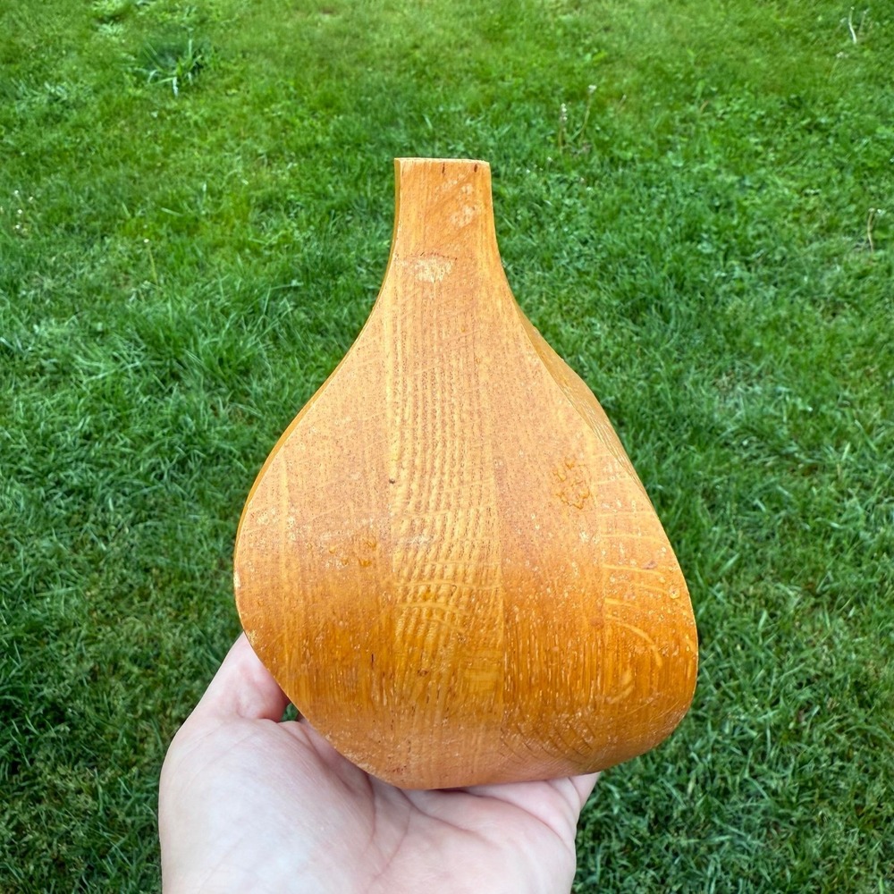 Vintage Wood Bud Vase Made In Minnesota USA MCM SOLID Oak Unique